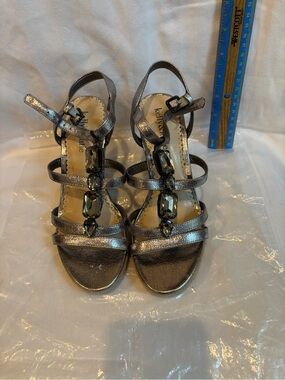 Kelly & Katie Silver Strappy Gemstone Dress Sandals